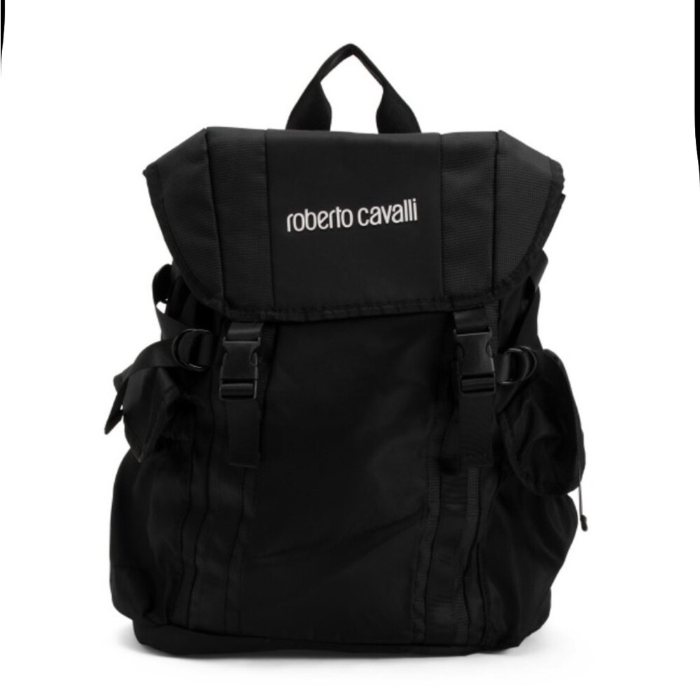 Roberto Cavalli Black Backpack with Durable Fabric and Structured Design